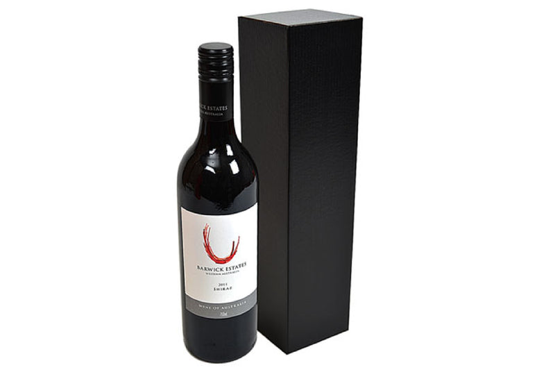 Single Wine Bottle Gift Box Black w/ Hinged Lid
