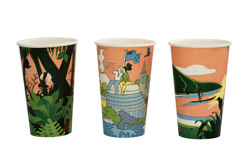 "Kiwiana" Hot Cup (Home Compostable)