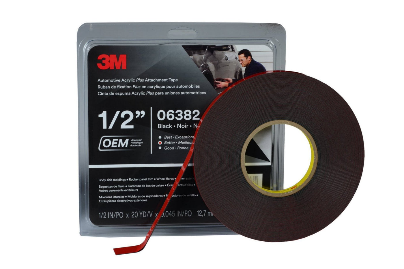 REJODA-Automotive Acrylic Plus Attachment Tape 0.39" X 18Ft Double Sided Pt1100 Heavy Duty Moldings Claddings Panels Pads Other Car Automotive Applica