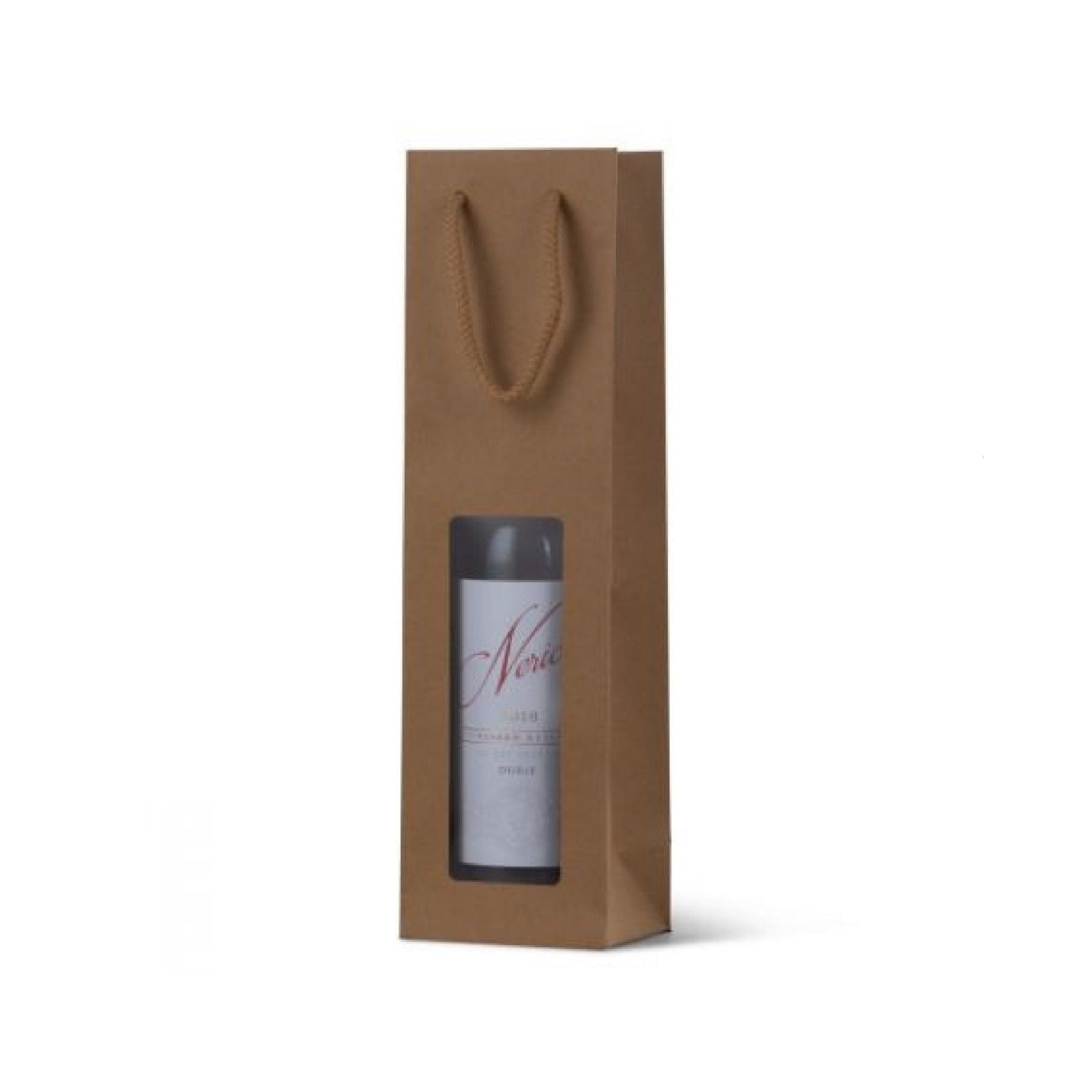 Wine Bottle Carry Bag Kraft with Window