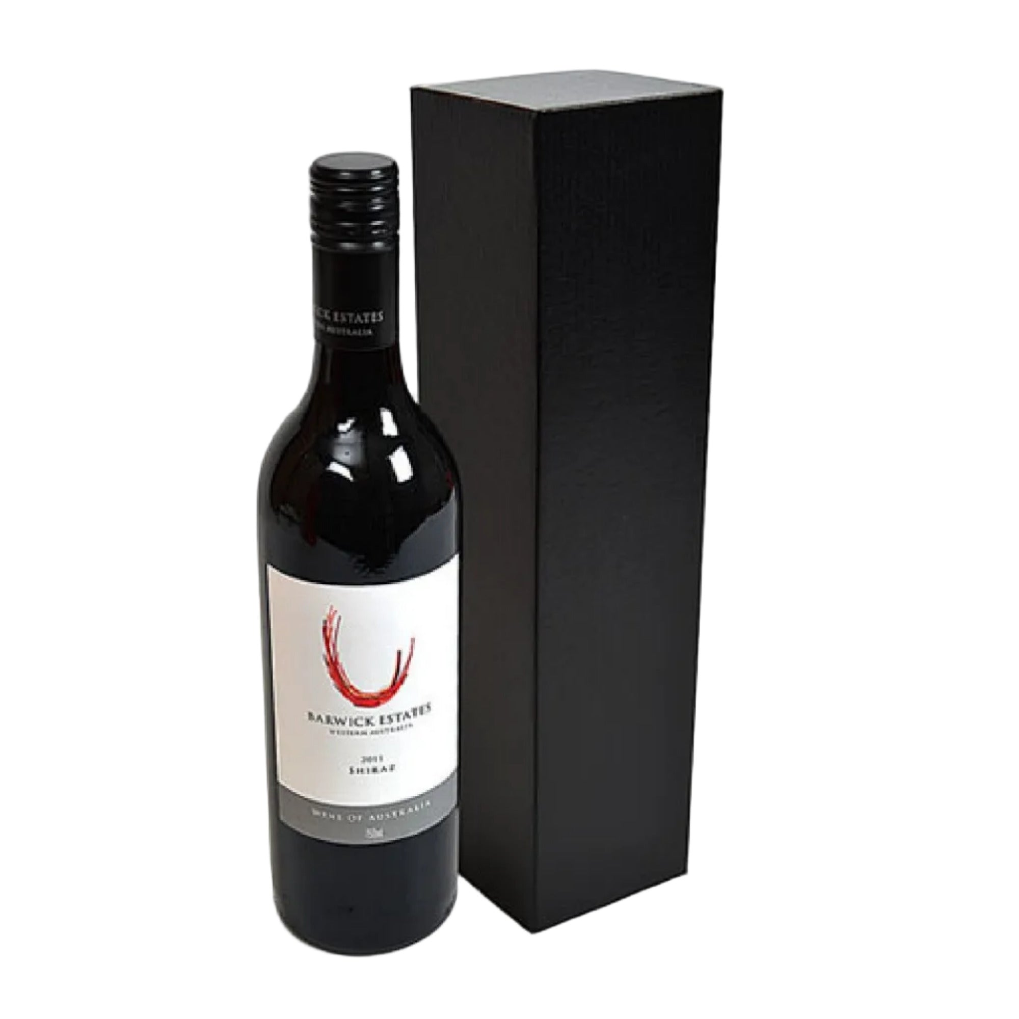 Single Wine Bottle Gift Box Black w/ Hinged Lid