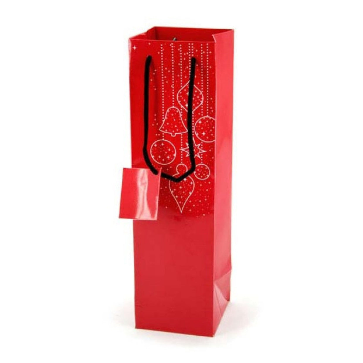 Single Wine Bottle Carry Bag Red with Baubles